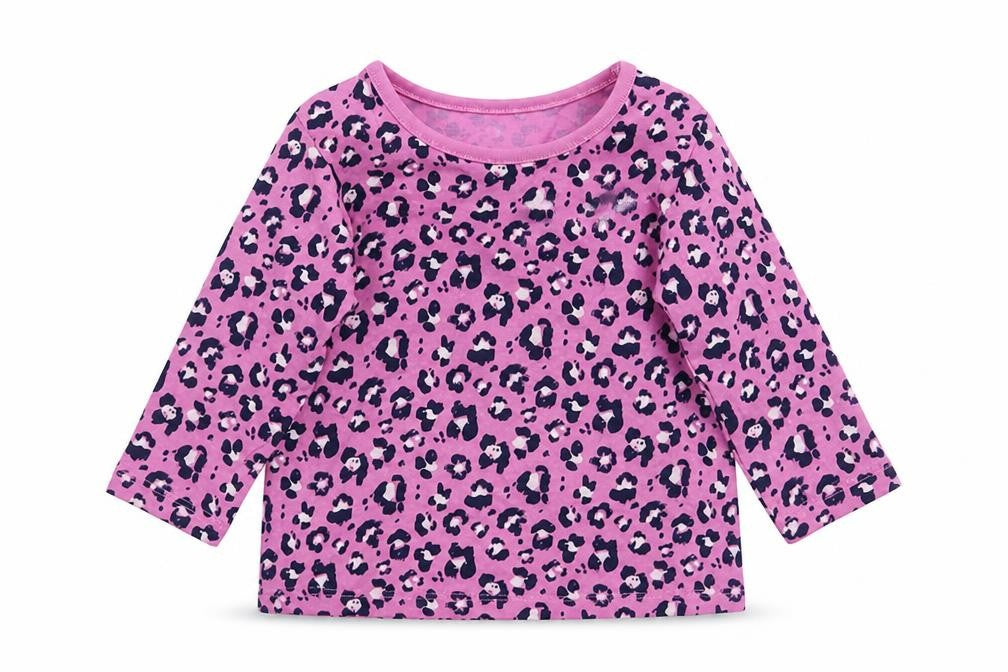 George Girls Pink Animal Print  Basic T-Shirt Size 3-6 Months  - Leopard Print