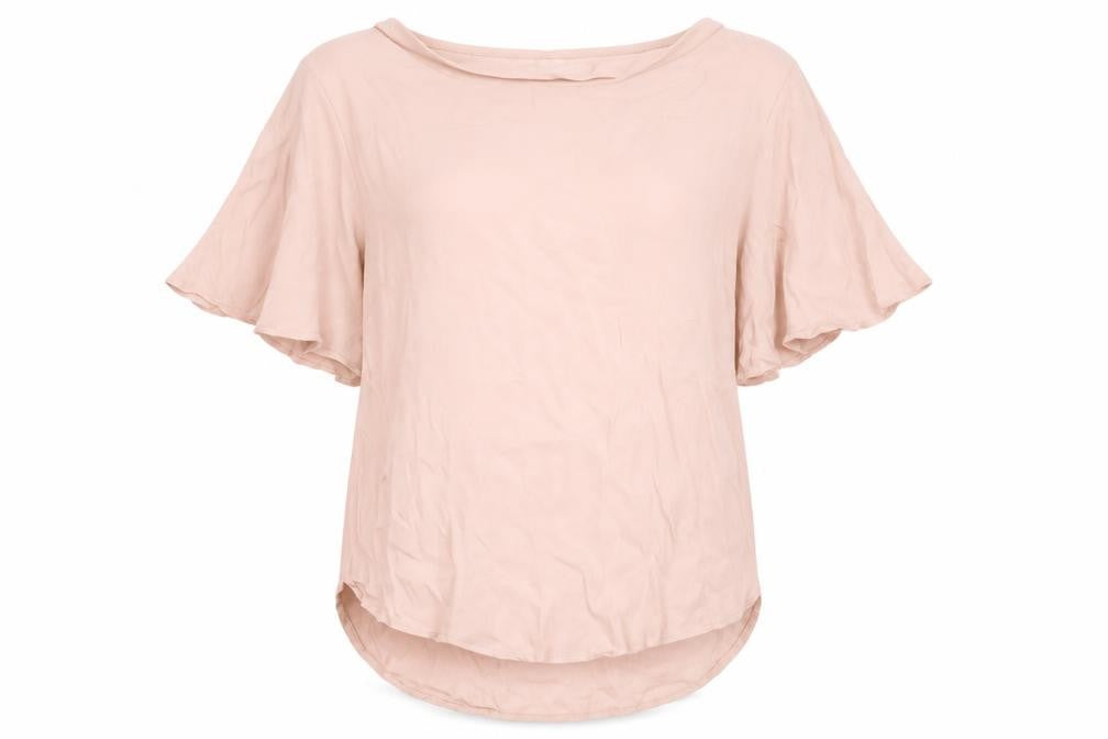 Front view of H&M women’s pink basic blouse, size UK 10
