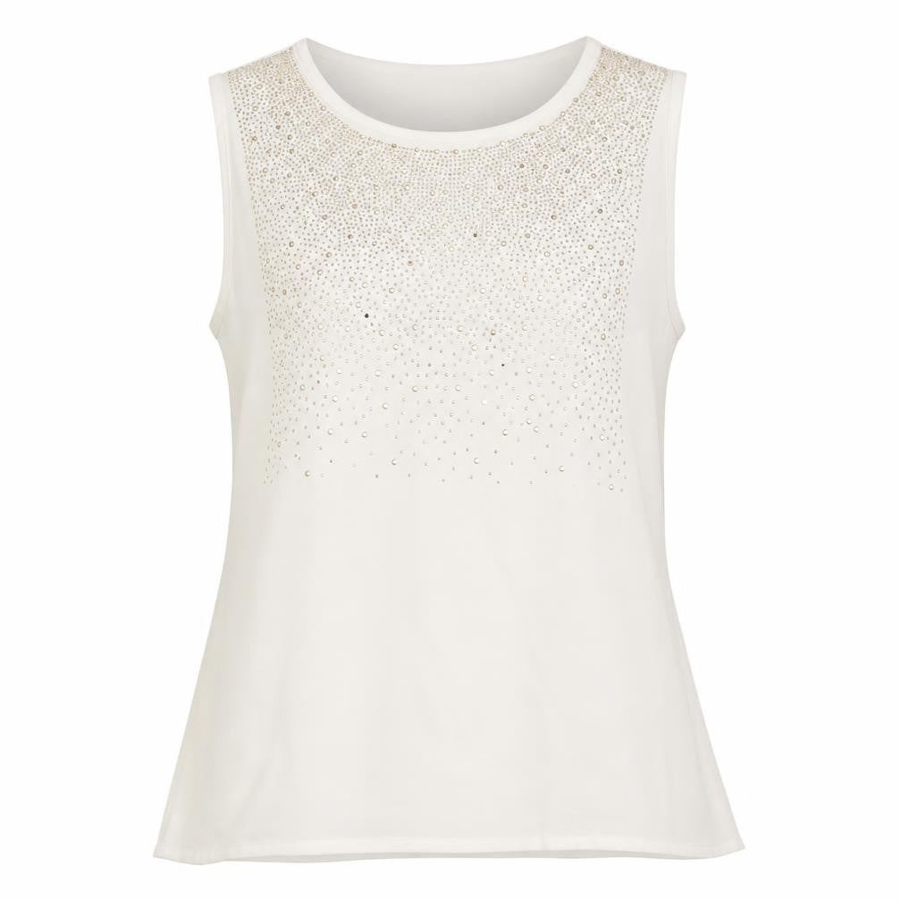Front view of Mia Moda women’s white basic blouse, size UK 10