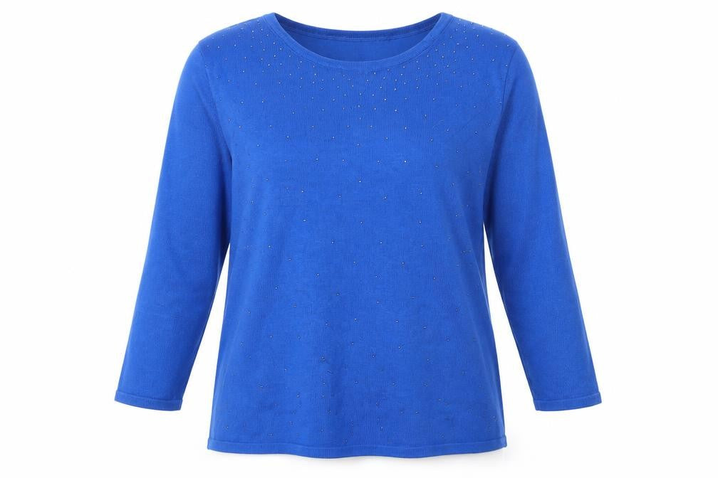 Front view of Casamia women’s blue knit jumper, size S