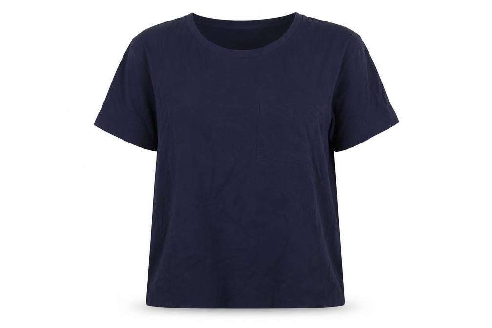 Front view of Zara women’s blue basic blouse, size S