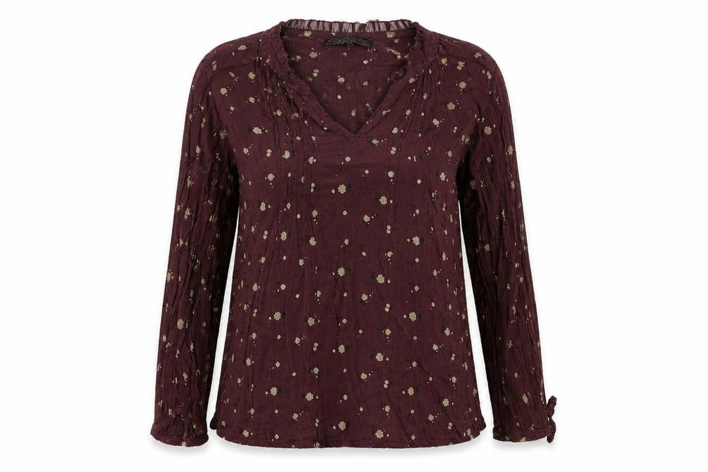 Front view of FatFace women’s brown floral basic blouse one size
