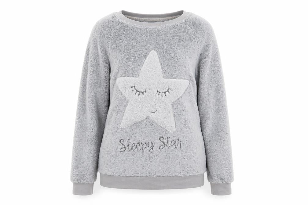 Front view of Tu women’s grey jumper, size M, - sleep wear