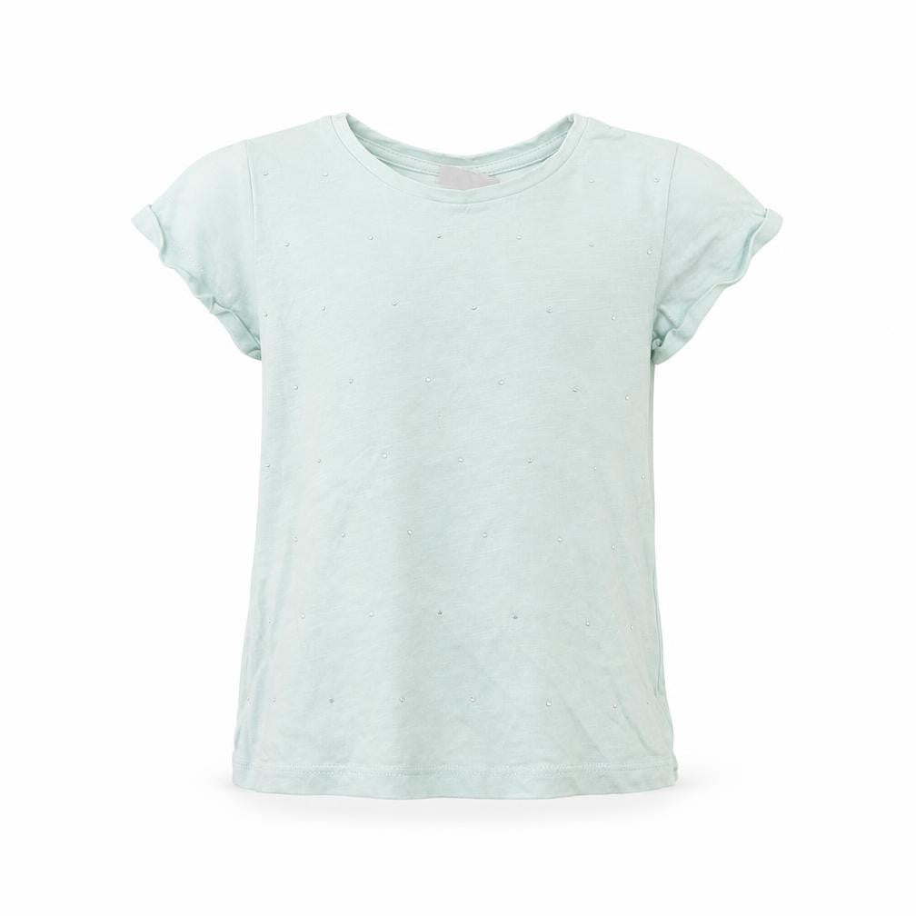 Front view of Matalan girls’ green basic t-shirt, size 4, years
