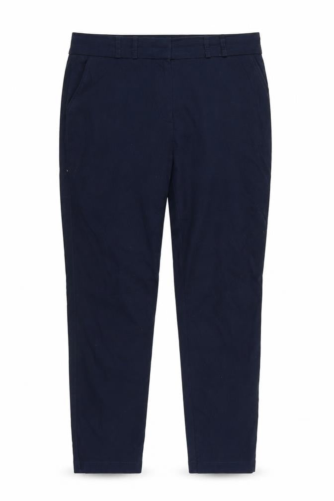Front view of Next women’s blue trousers, size UK 12, 24-inch leg