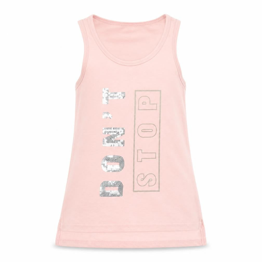 Front view of Active girls’ pink basic tank, size 10, years