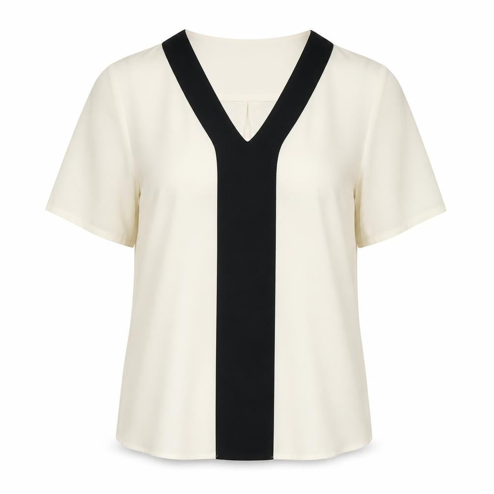 Front view of ASOS women’s ivory basic blouse, size UK 10