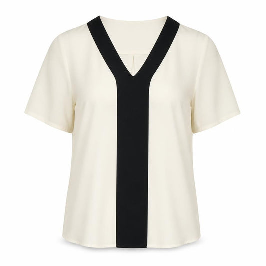 Front view of ASOS women’s ivory basic blouse, size UK 10