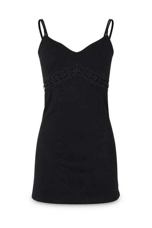 Front view of ASOS women’s black mini, size UK 6
