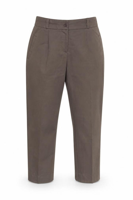 Front view of Matret women’s brown trousers, size UK 18, 28-inch leg