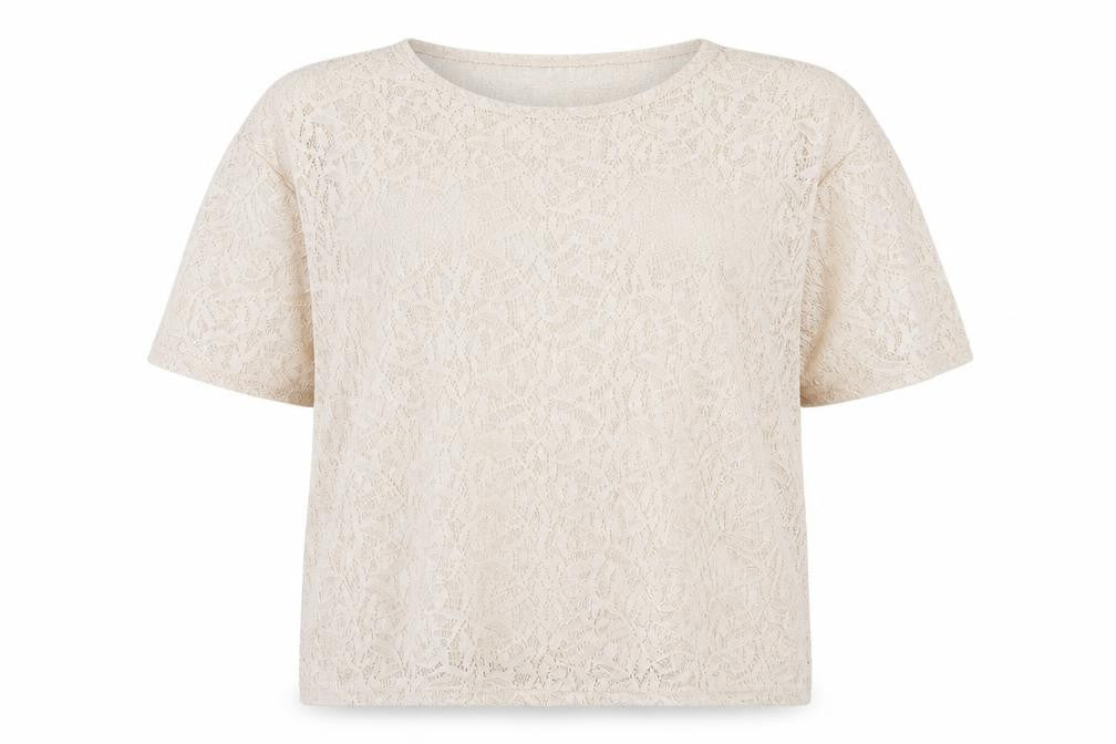 Front view of Atmosphere women’s beige mesh basic t-shirt, size UK 16