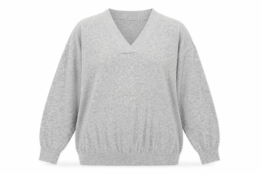 Front view of MissLook women’s grey knit jumper, size S