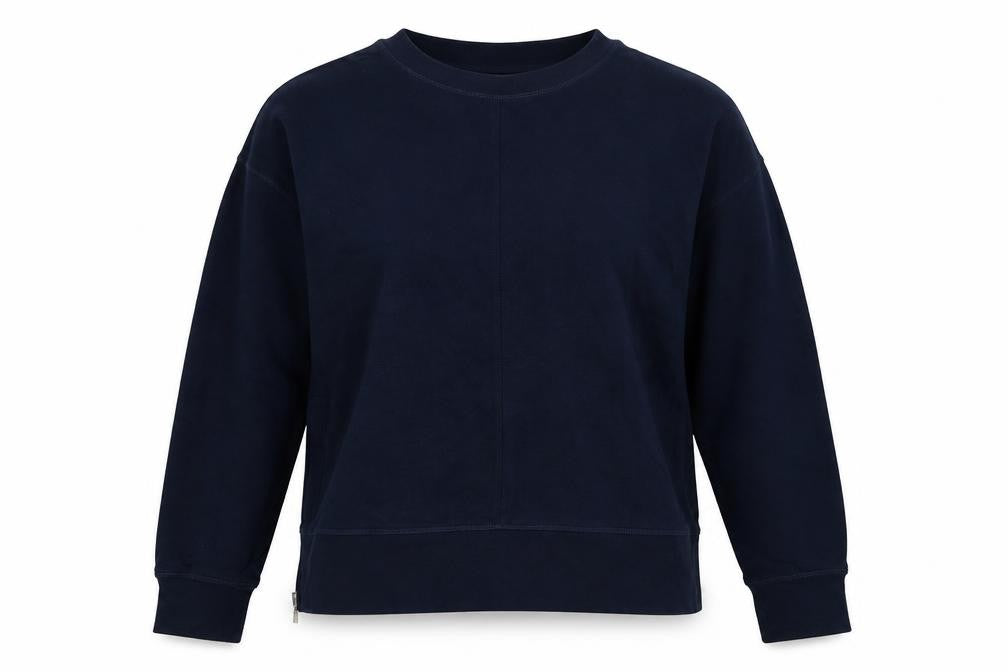 Front view of Primark women’s blue pullover sweatshirt, size UK 8