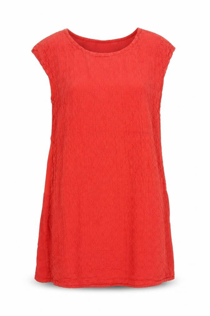 Front view of women’s red geometric a-line, size L