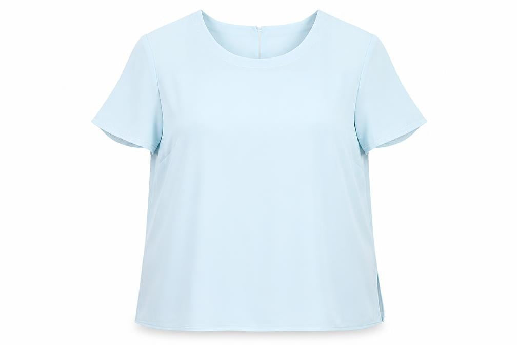 Front view of Gold women’s blue basic blouse, size UK 18