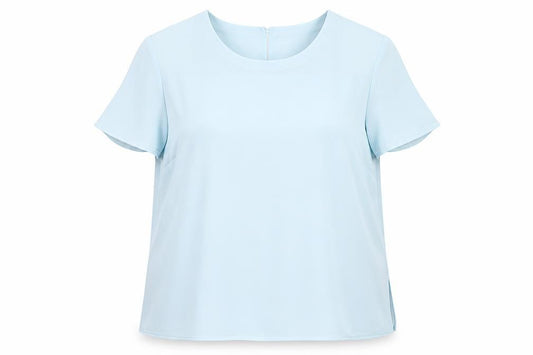 Front view of Gold women’s blue basic blouse, size UK 18