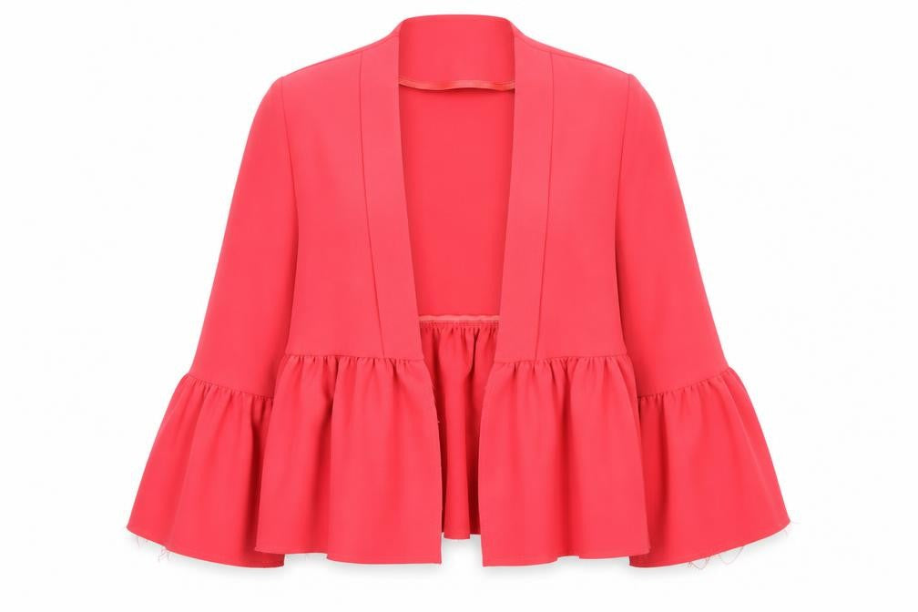 Front view of Topshop women’s pink jacket, size UK 8