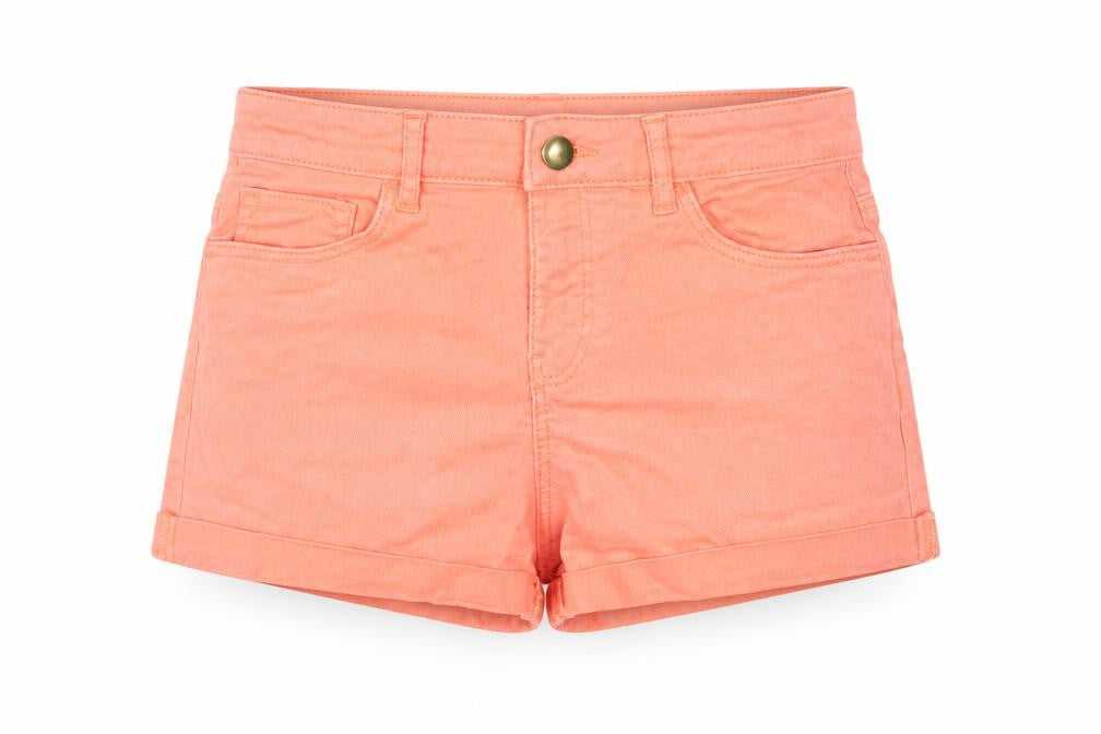H&M Womens Orange  Denim Paperbag Shorts Size 4
