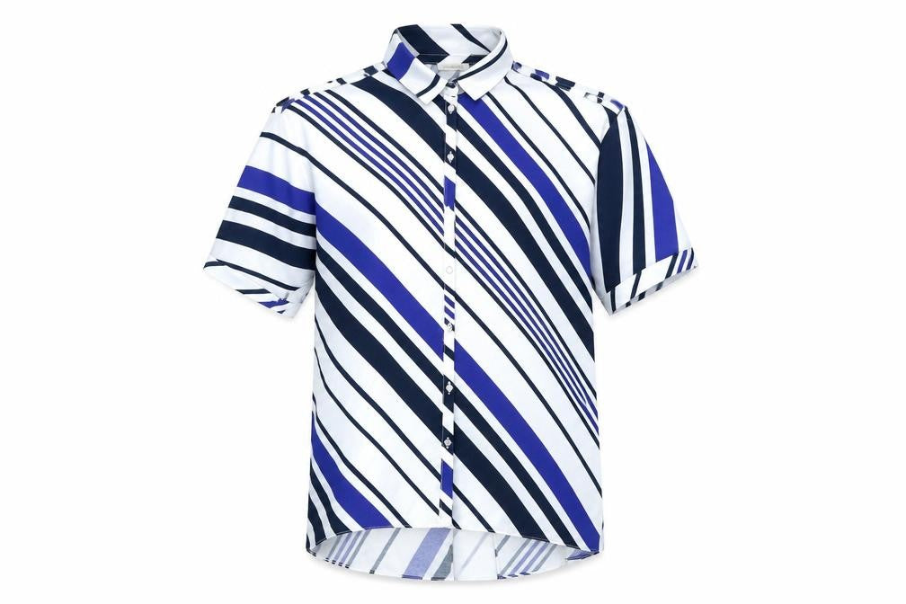 Front view of River Island girls’ multicoloured striped basic button-up, size 9-10, years