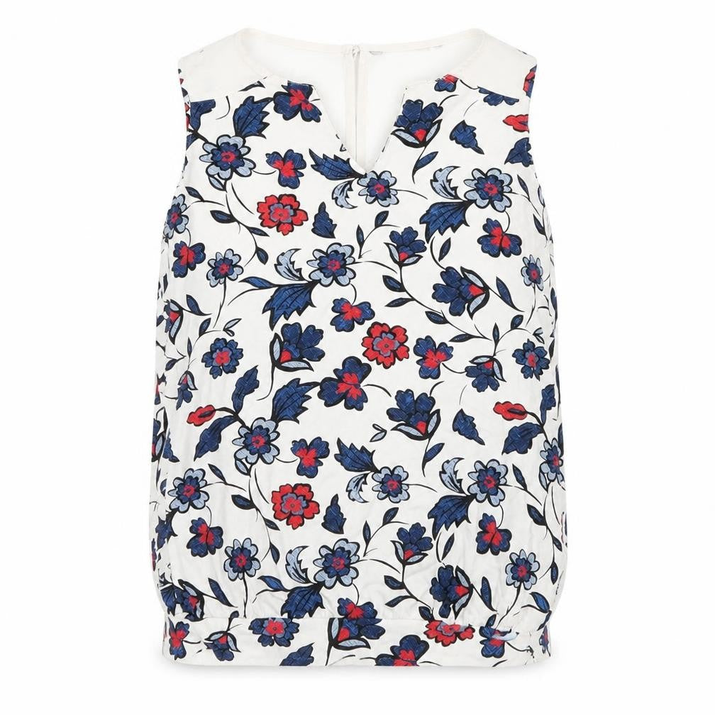 Front view of Preworn women’s white floral basic tank, size S