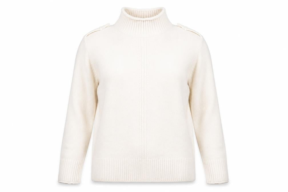 Front view of Warehouse women’s beige jumper, size UK 10