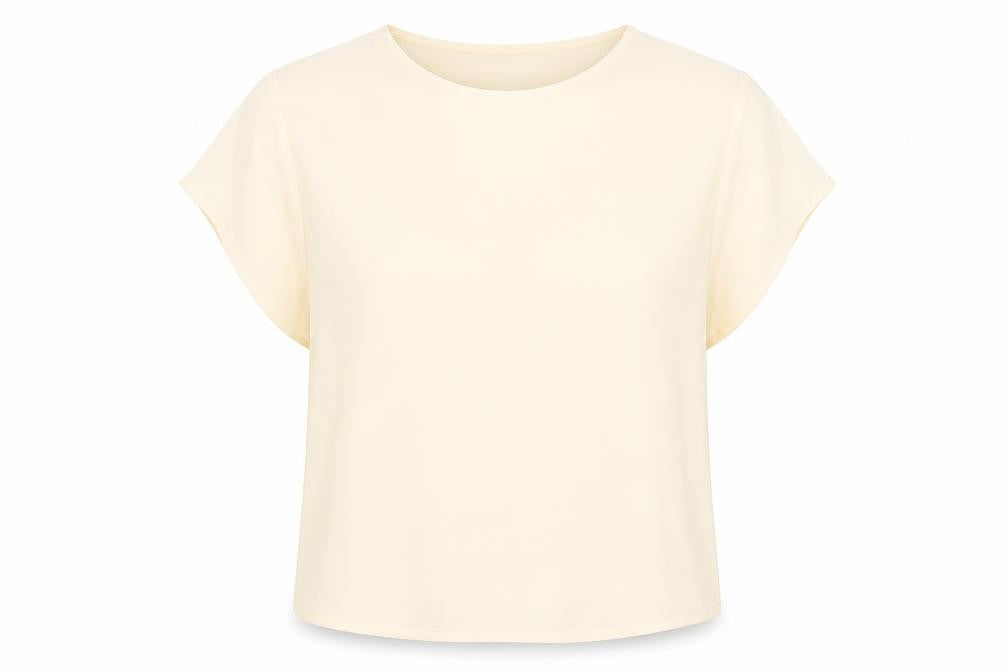 Front view of New Look women’s beige basic blouse, size UK 10
