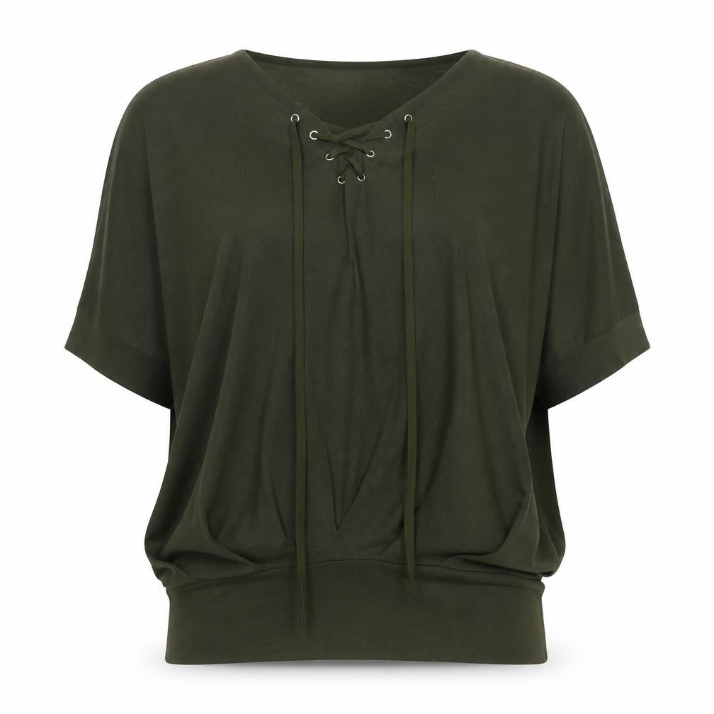 Front view of Voulez-Vous women’s green basic blouse, size S