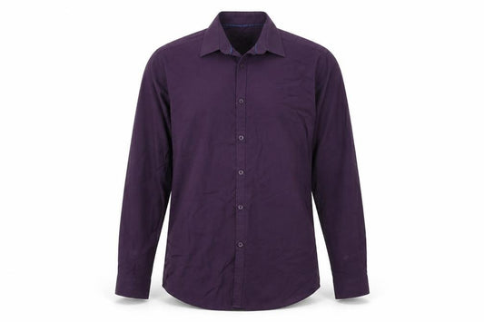 Front view of B&W men’s purple button-up, size 15