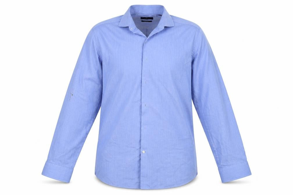 Front view of Next men’s blue button-up, size 16