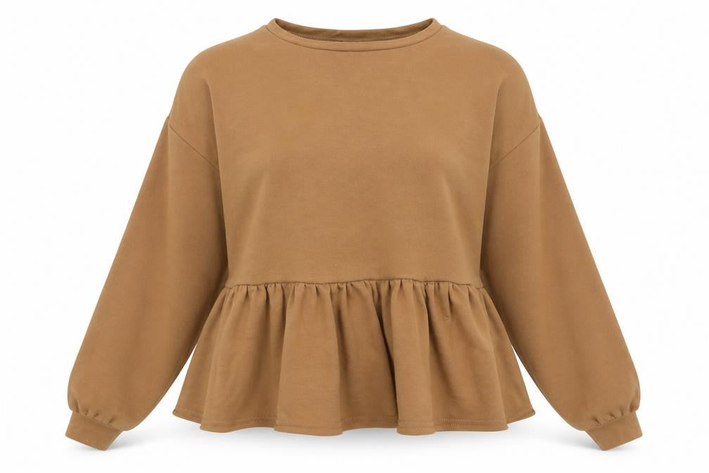 Front view of Boohoo women’s brown jumper, size UK 8
