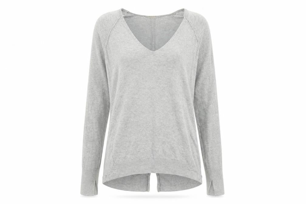 Front view of Marks & Spencer women’s grey pullover sweatshirt, size UK 10
