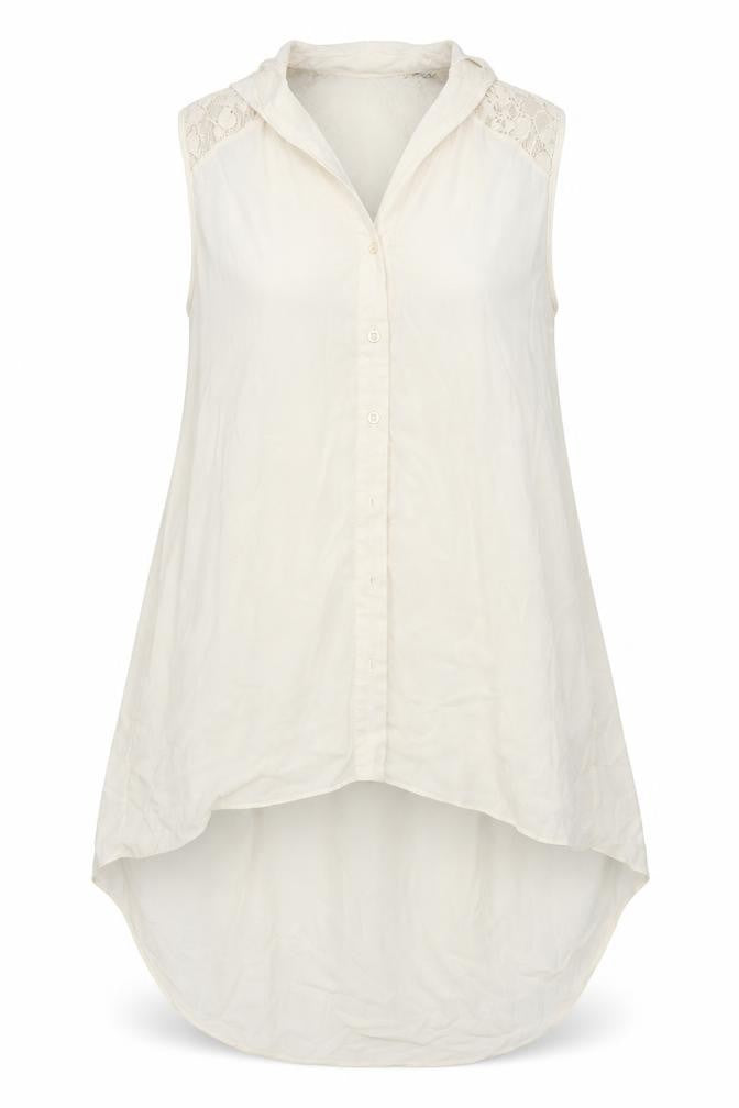 Front view of Dorothy Perkins women’s white mesh basic button-up, size UK 10