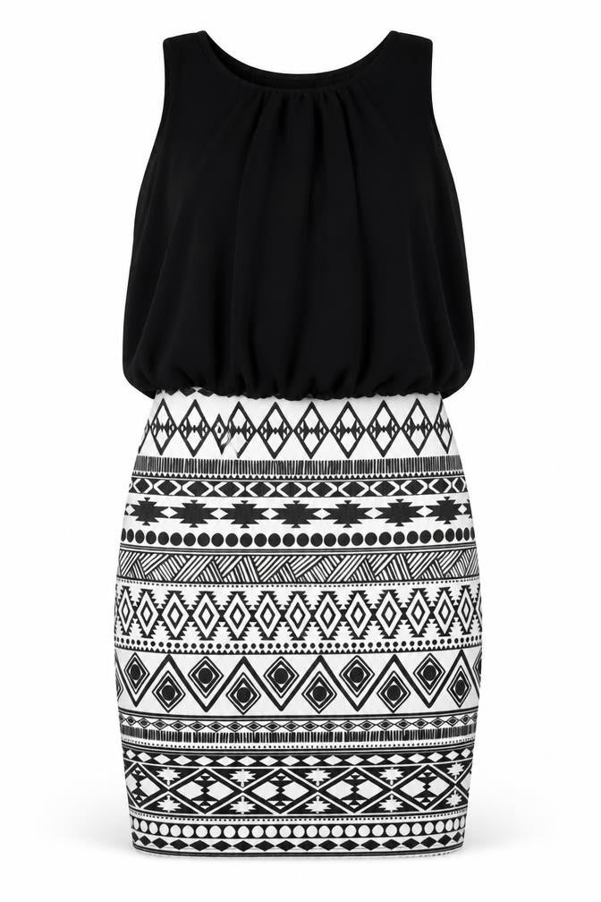 Front view of Love women’s black geometric bodycon, size M