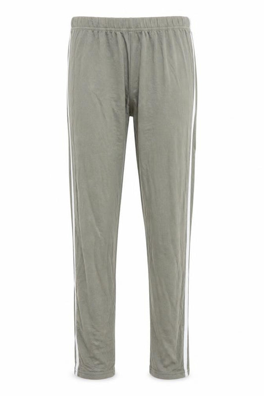 Front view of Boohoo women’s green track pants leggings, size UK 10, 26-inch leg