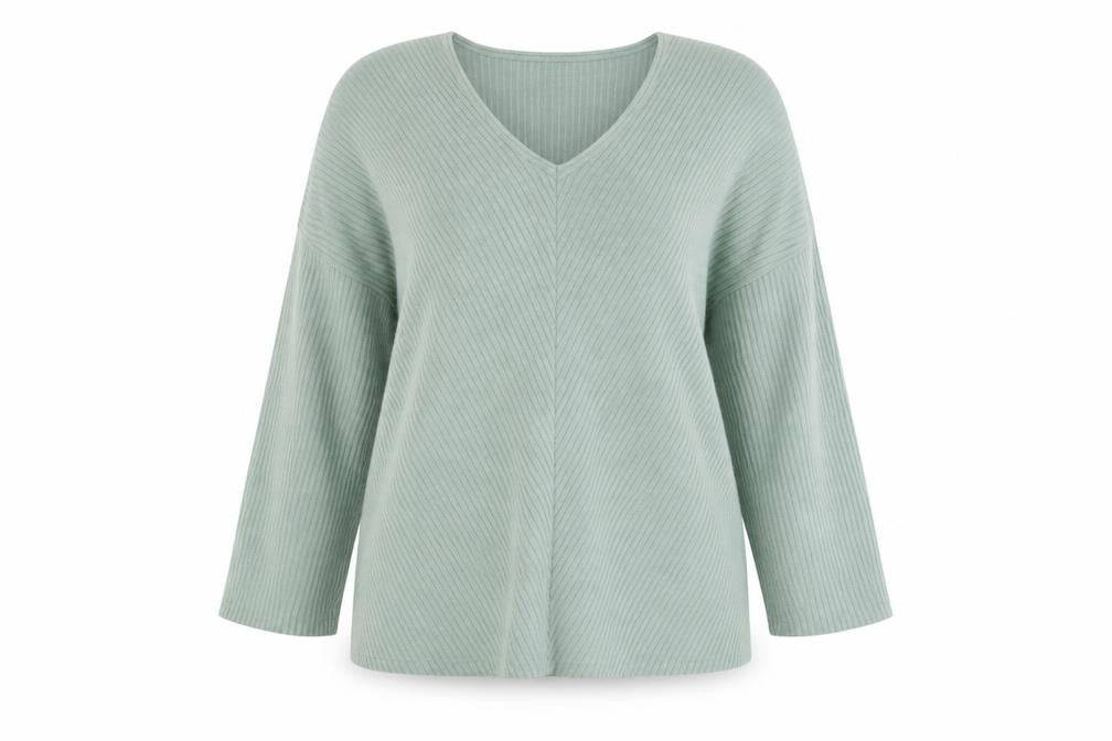 Front view of Nutmeg women’s green jumper, size UK 12