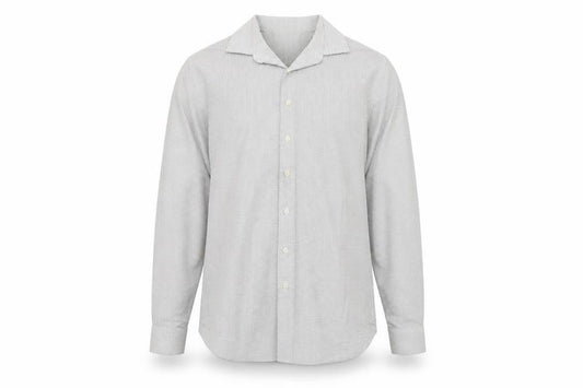 Front view of Goodiellow men’s grey check dress shirt, size XL