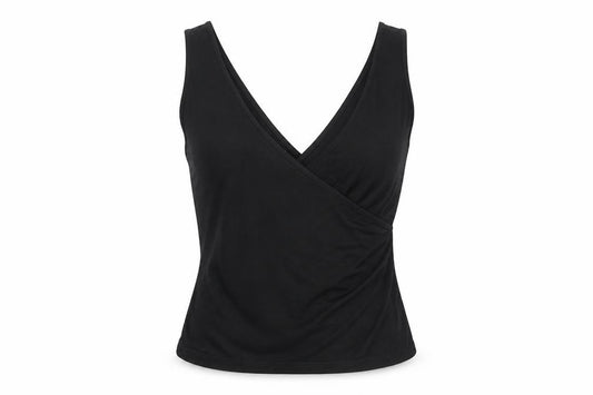 Front view of ASOS women’s black basic t-shirt, size UK 10