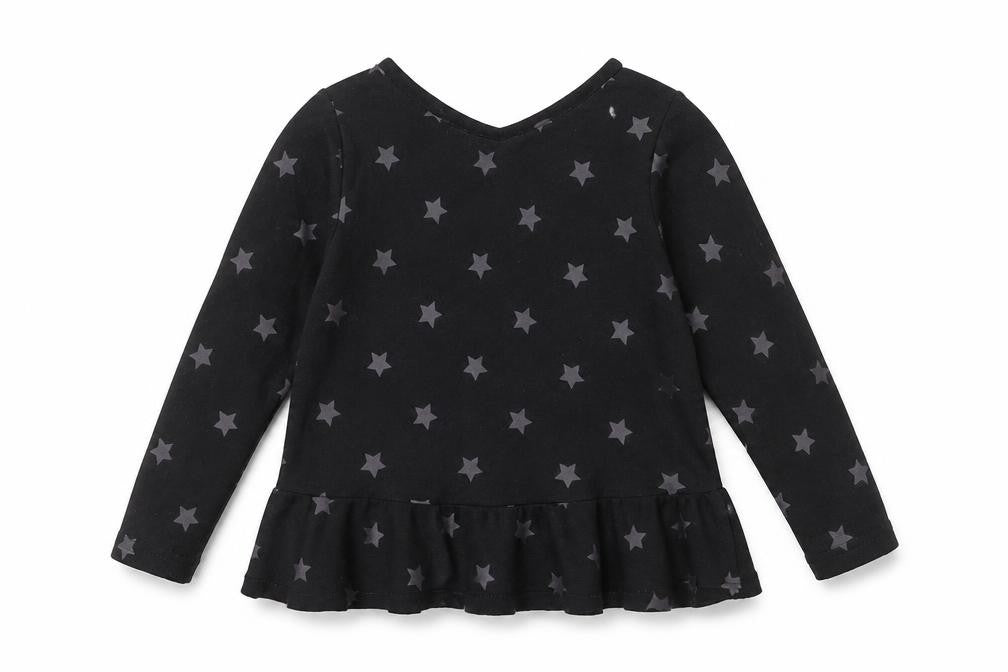 Front view of Very girls’ black basic t-shirt, size 2-3, years