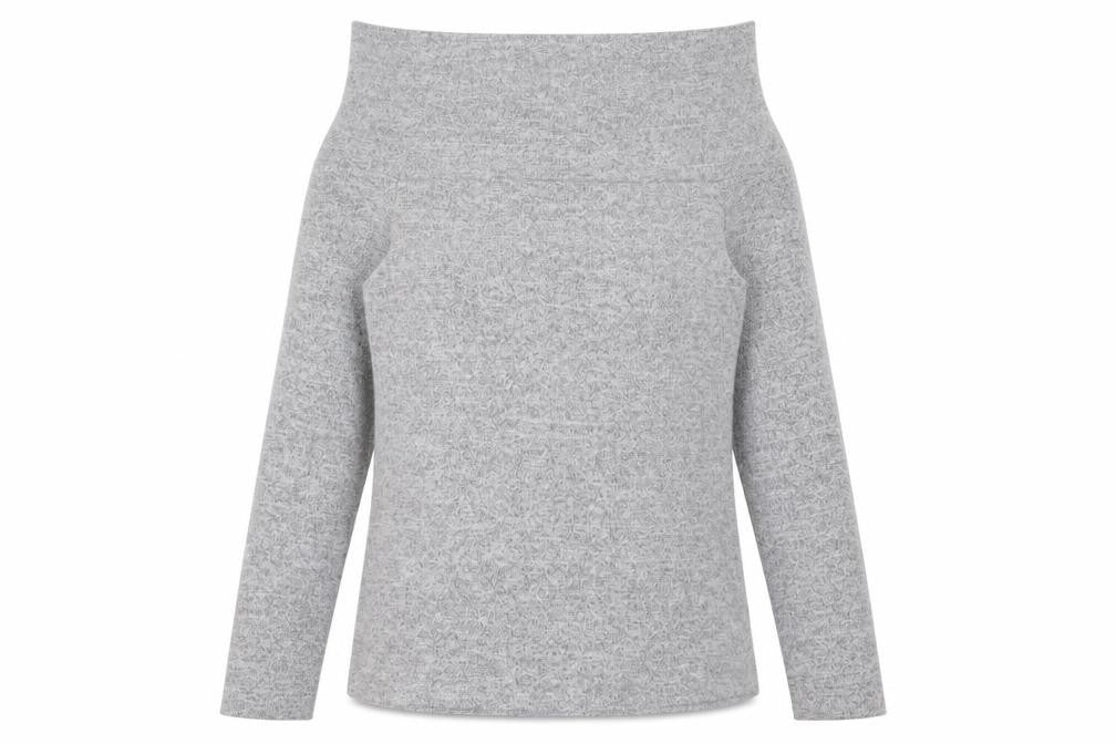 Front view of Dorothy Perkins women’s grey jumper, size UK 14
