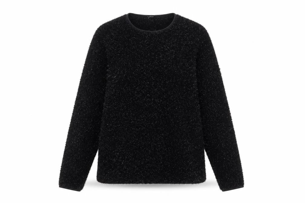 Front view of Preworn women’s black jumper, size UK 12