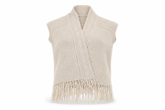 Front view of F&F women’s beige jacket coatigan, size UK 12