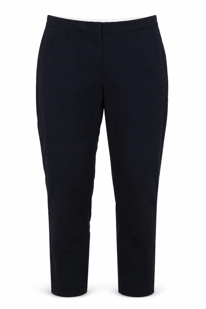 Front view of Next women’s blue trousers, size UK 10, 28-inch leg