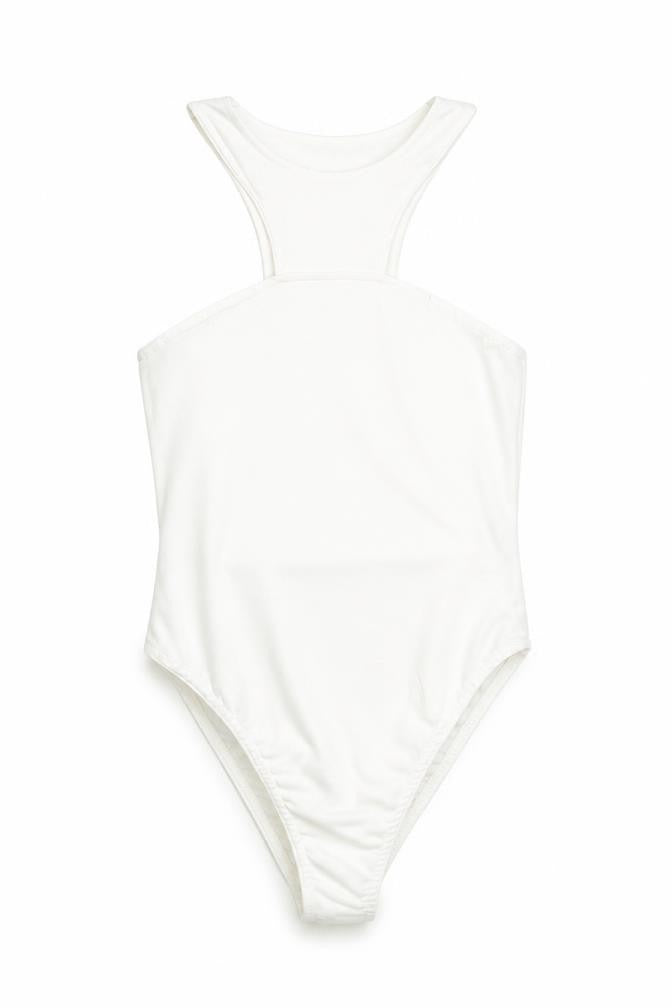 Front view of I SAW IT FIRST women’s white playsuit one-piece, size UK 10