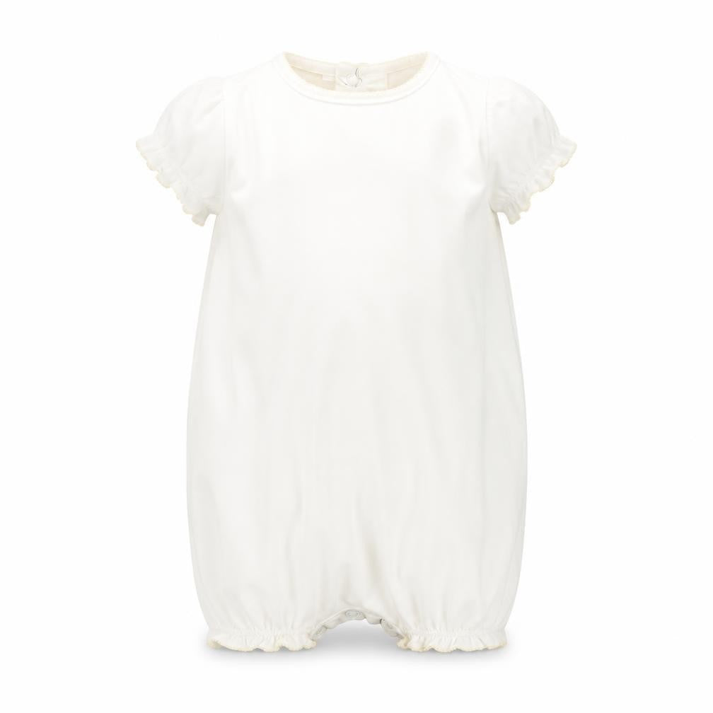 Front view of mamas & papas White Babygrow One-Piece, size 9-12, Months