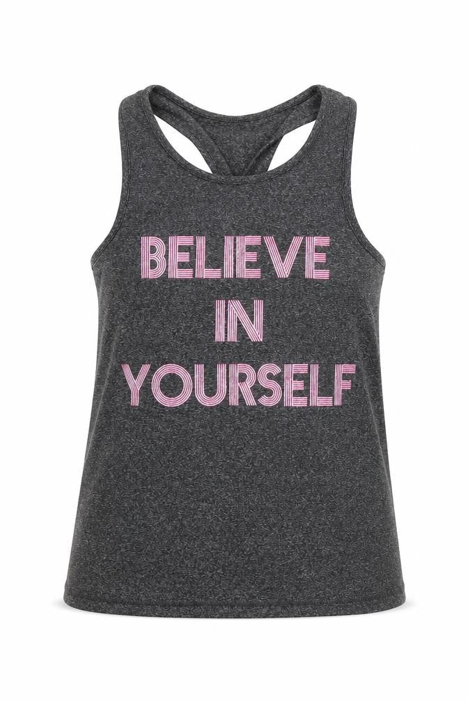 Front view of George girls’ grey basic tank, size 8-9, years