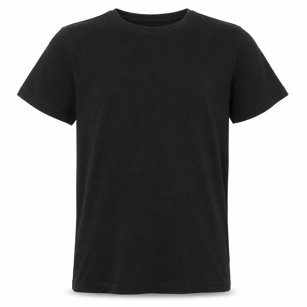 Front view of OUTLAWS boys’ black basic t-shirt, size 11-12, years