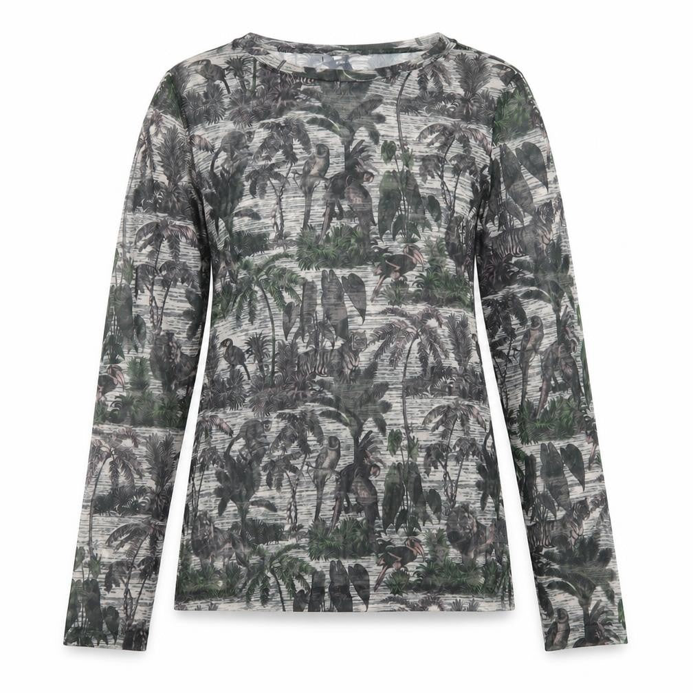 Front view of Next women’s multicoloured basic blouse, size UK 8, - animals