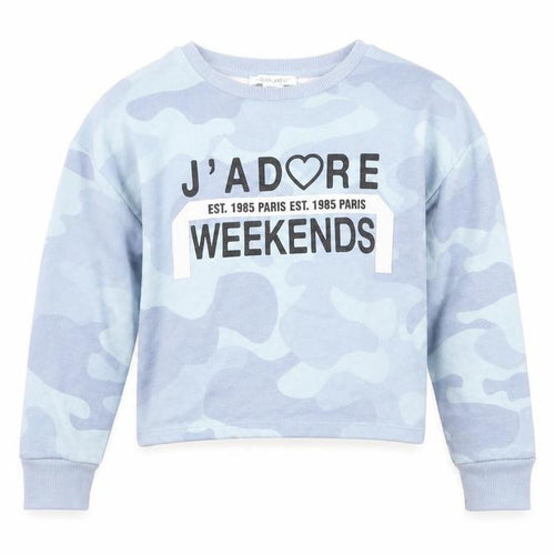 Primark Girls Blue Camouflage  Pullover Sweatshirt Size 9-10 Years  - cropped, j'adore weekends