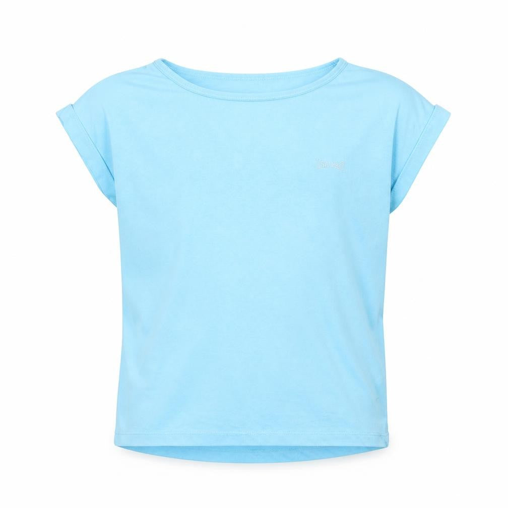 Front view of USA Pro girls’ blue basic t-shirt, size 9-10, years