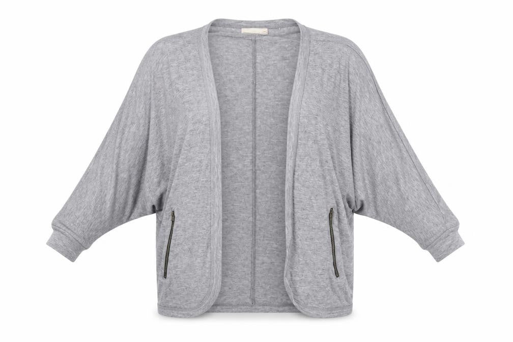 Front view of Next women’s grey wrap jumper, size UK 12